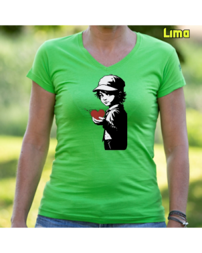 Camiseta Mujer Manga Corta-Corazon en Mano Lima