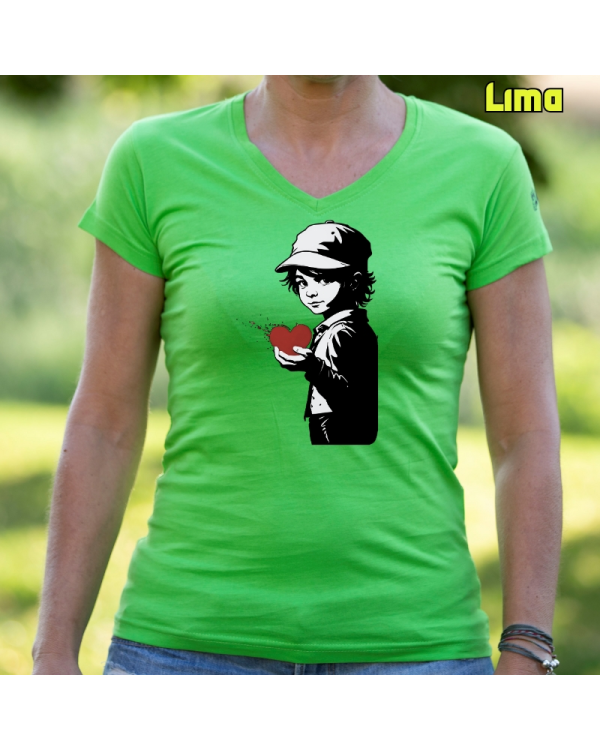 Camiseta Mujer Manga Corta-Corazon en Mano Lima