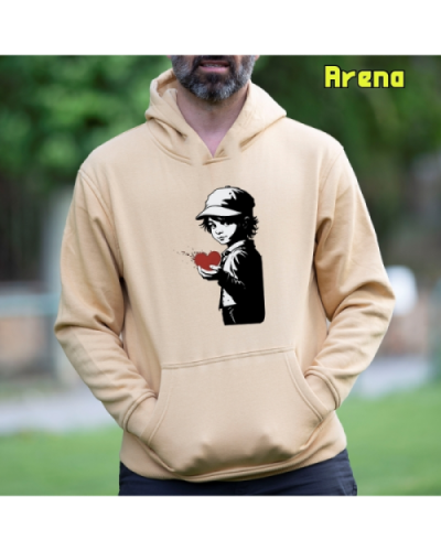 Sudadera Hombre Capucha-Corazon en Mano Arena