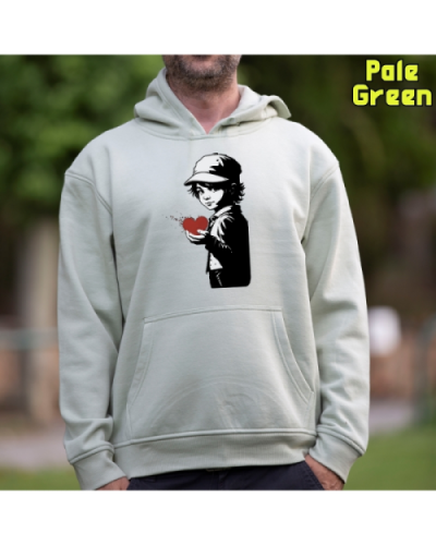 Sudadera Hombre Capucha-Corazon en Mano PaleGreen