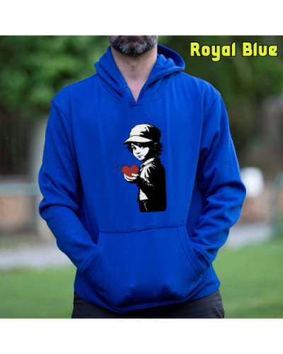 Sudadera Hombre Capucha-Corazon en Mano RoyalBlue