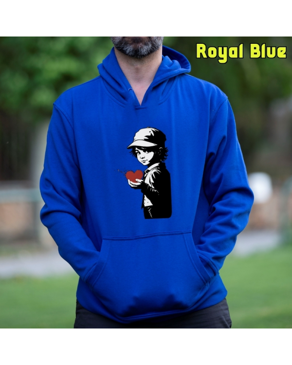 Sudadera Hombre Capucha-Corazon en Mano RoyalBlue