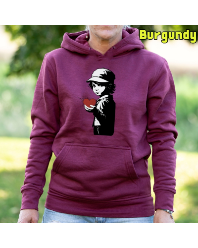 Sudadera Mujer Capucha-Corazon en Mano AzulCielo