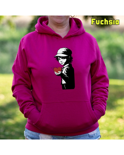 Sudadera Mujer Capucha-Corazon en Mano AzulCielo