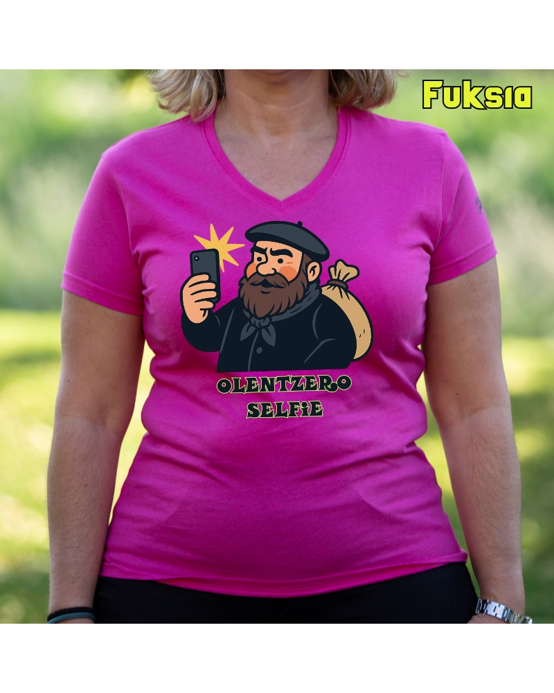 Emakumeen Kamiseta  - Olentzero Selfie