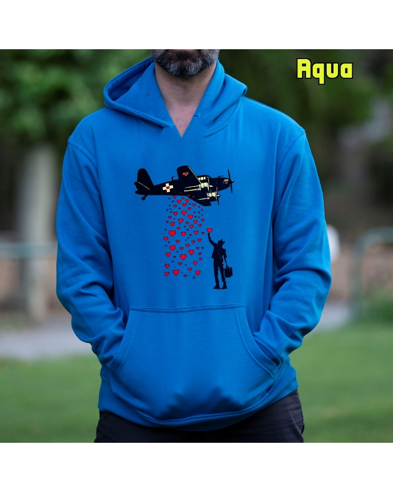 Bombardeo De Corazones - Sudadera Hombre Con Capucha
