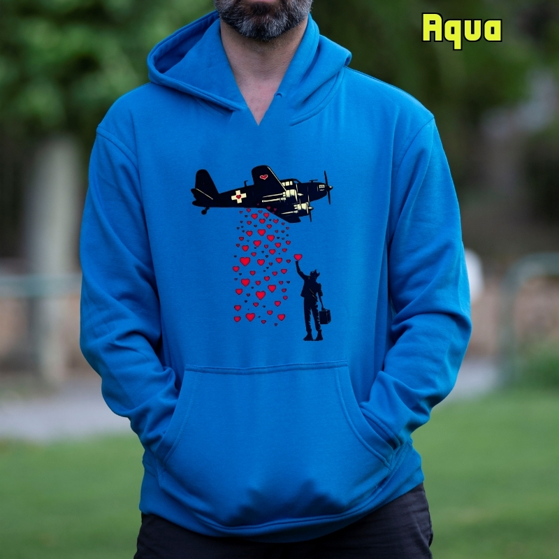 Bombardeo De Corazones - Sudadera Hombre Con Capucha