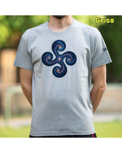 GizonKamiseta-Lauburu Galaxia Grisa