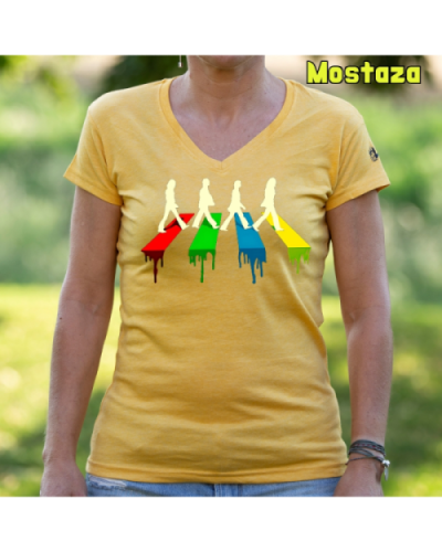 Camiseta Mujer Manga Corta-The Four Mostaza