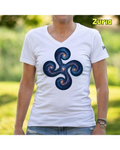 Emakume Kamiseta-Lauburu Galaxia Zuria