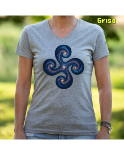 Emakume Kamiseta-Lauburu Galaxia Grisa