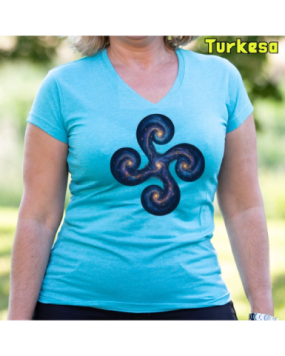 Emakume Kamiseta-Lauburu Galaxia Turkesa