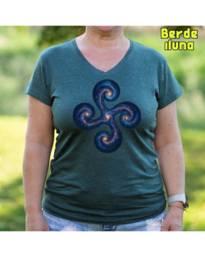 Emakume Kamiseta-Lauburu Galaxia BerdeIluna