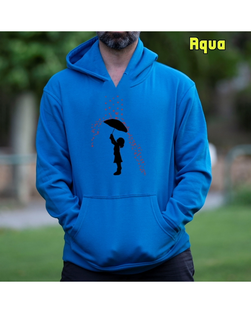 Lluvia De Corazones - Sudadera Hombre Con Capucha