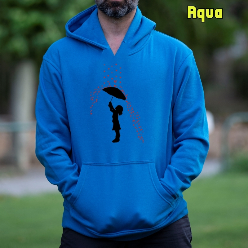 Lluvia De Corazones - Sudadera Hombre Con Capucha
