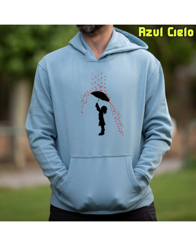 Lluvia De Corazones - Sudadera Hombre Con Capucha