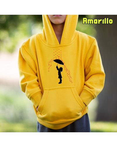 Lluvia De Corazones - Sudadera Niño Con Capucha