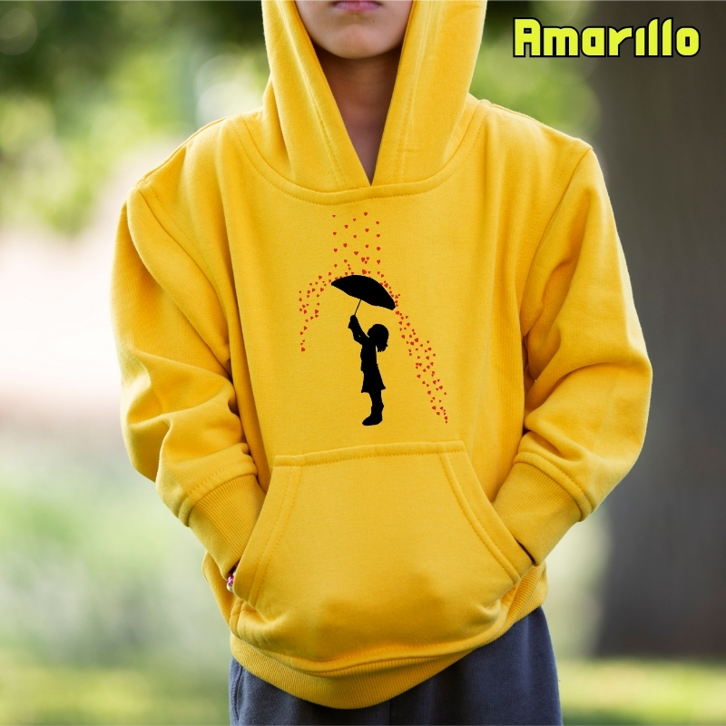 Lluvia De Corazones - Sudadera Niño Con Capucha