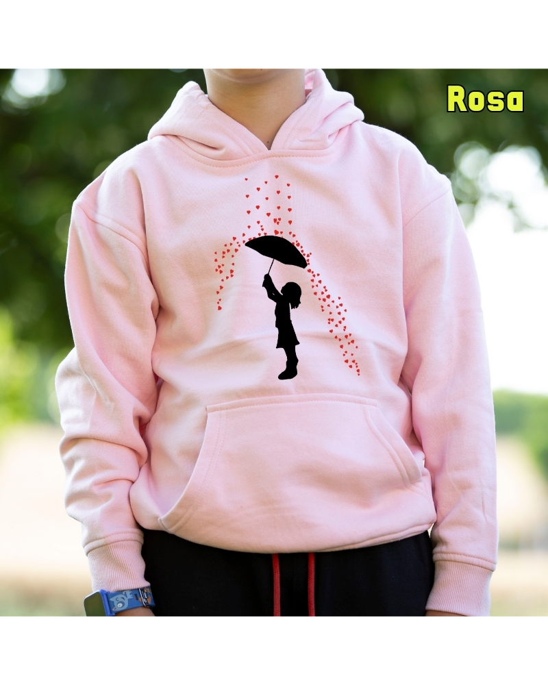 Lluvia De Corazones - Sudadera Niño Con Capucha