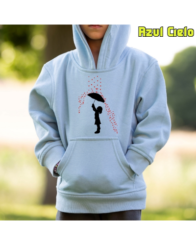 Lluvia De Corazones - Sudadera Niño Con Capucha