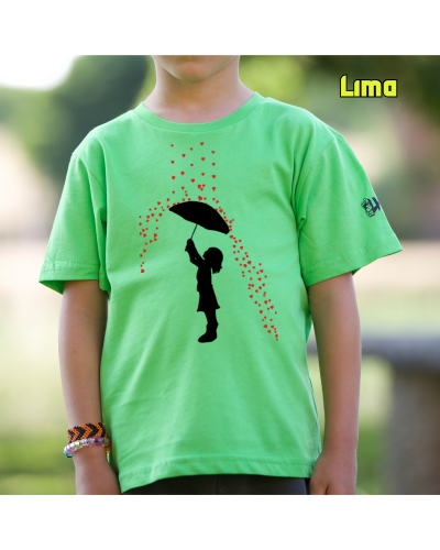 Lluvia De Corazones - Camiseta Niño Manga Corta