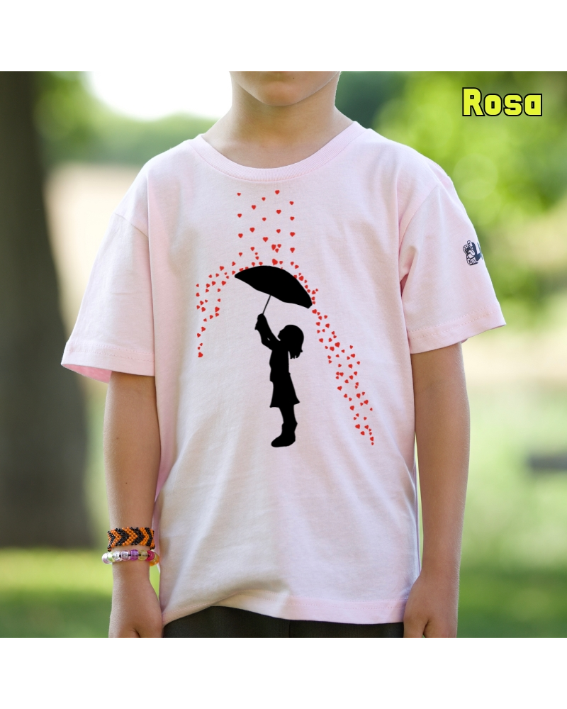 Lluvia De Corazones - Camiseta Niño Manga Corta