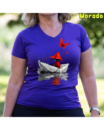 Camiseta Mujer Manga Corta - Barquito De Papel