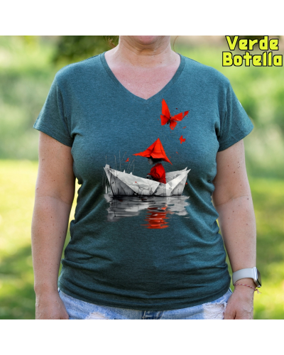 Camiseta Mujer Manga Corta - Barquito De Papel