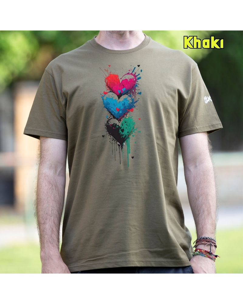 Camiseta hombre Three Hearts - manga corta