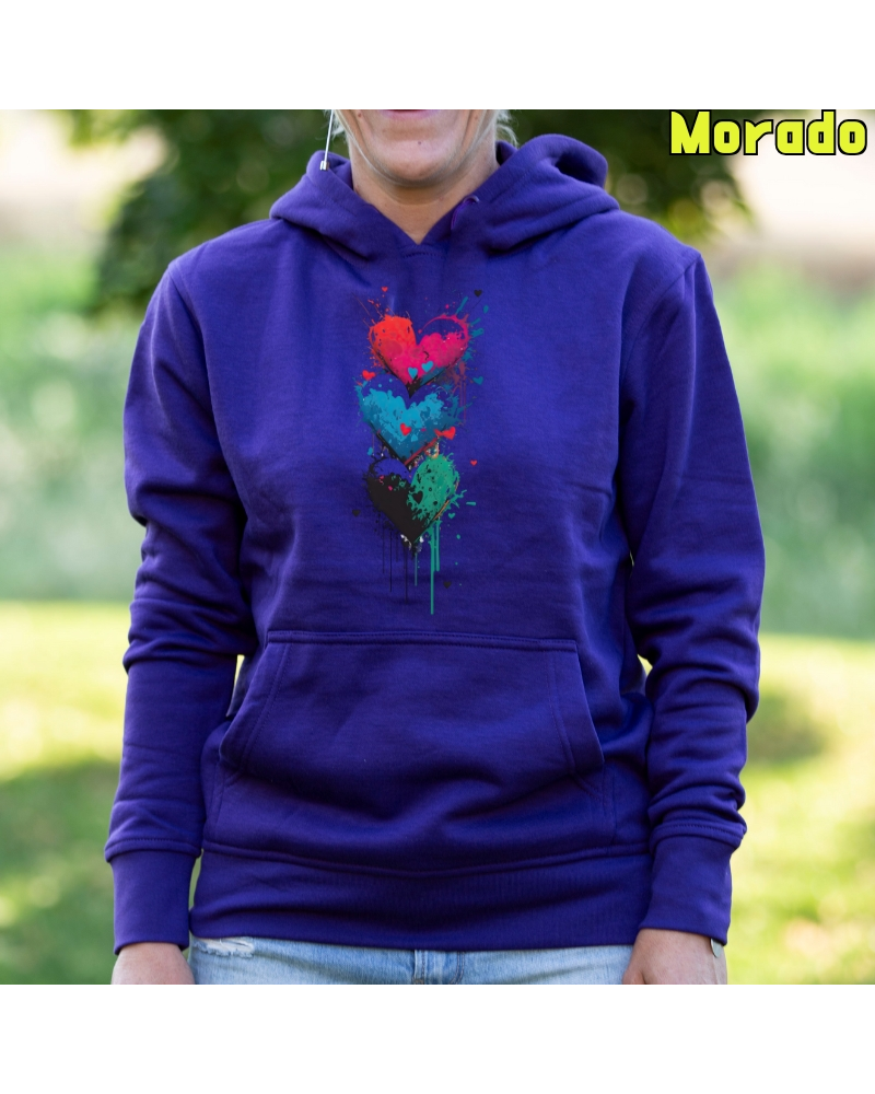 Three Hearts - Sudadera mujer con capucha