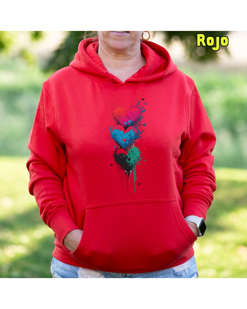 Sudadera mujer con capucha Three Hearts