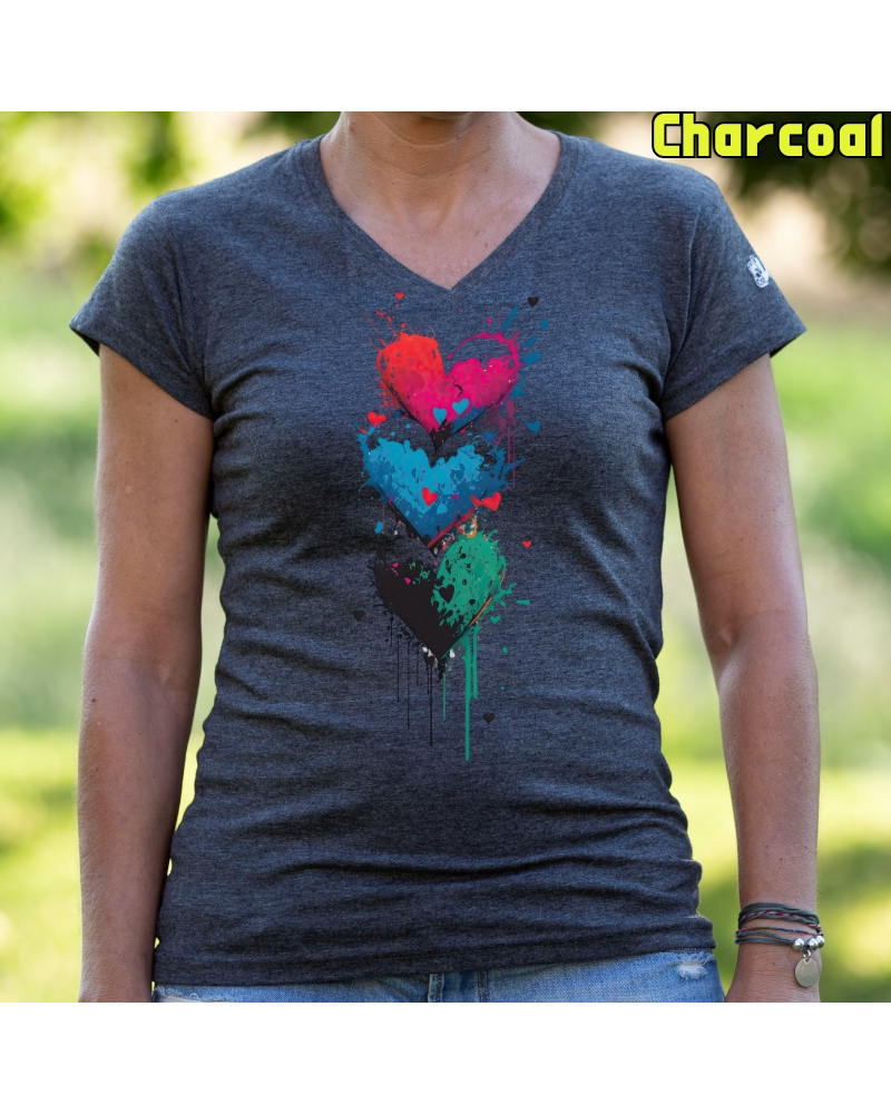Three Hearts - Camiseta Mujer Manga Corta