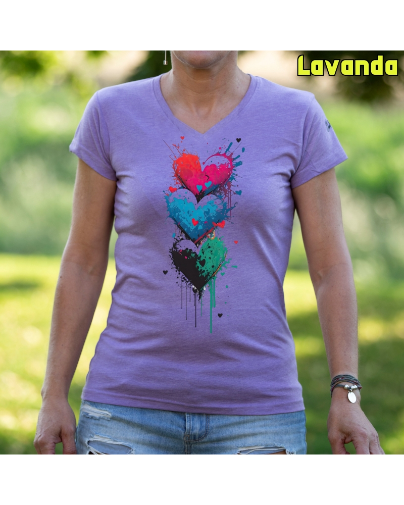 Three Hearts - Camiseta Mujer Manga Corta