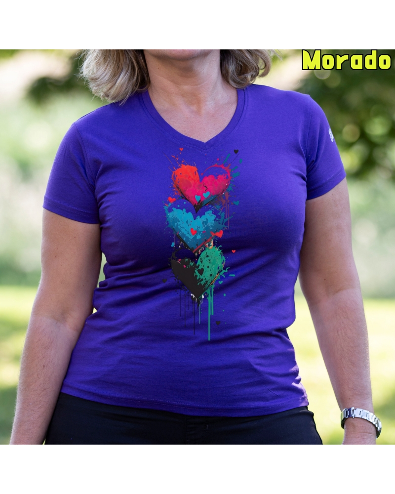 Three Hearts - Camiseta Mujer Manga Corta