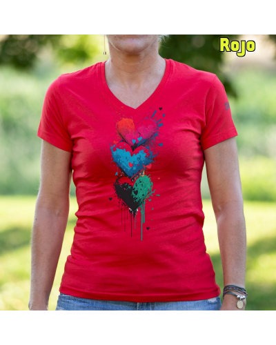 Three Hearts - Camiseta Mujer Manga Corta