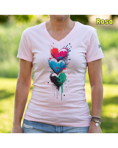 Three Hearts - Camiseta Mujer Manga Corta
