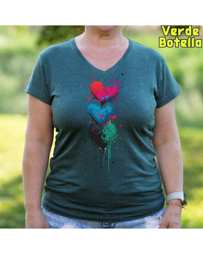 Three Hearts - Camiseta Mujer Manga Corta