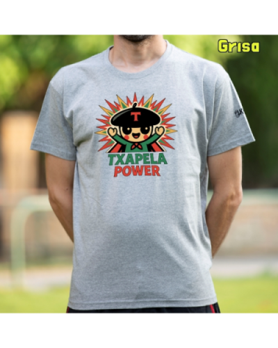 GizonKamiseta-Txapela Power Grisa