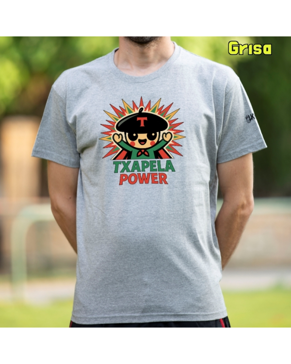 GizonKamiseta-Txapela Power Grisa