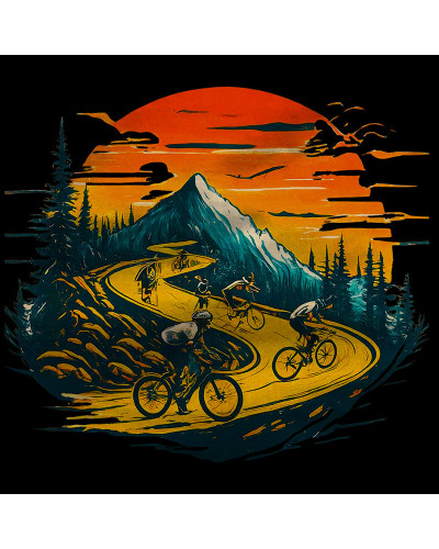 Camiseta Hombre Manga Larga - Atardecer Ciclista