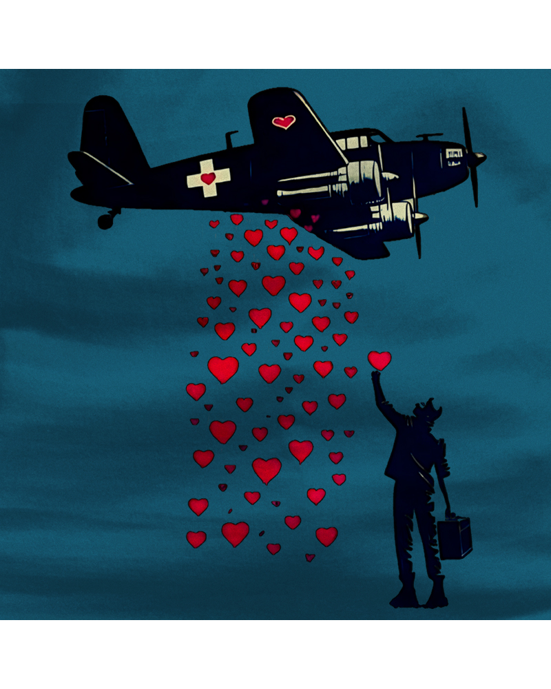 Bombardeo De Corazones - Sudadera Hombre Con Capucha