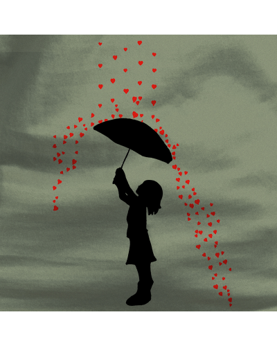 Lluvia De Corazones - Sudadera Hombre Con Capucha