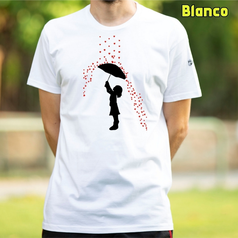 Camiseta Hombre Manga Corta - Lluvia De Corazones
