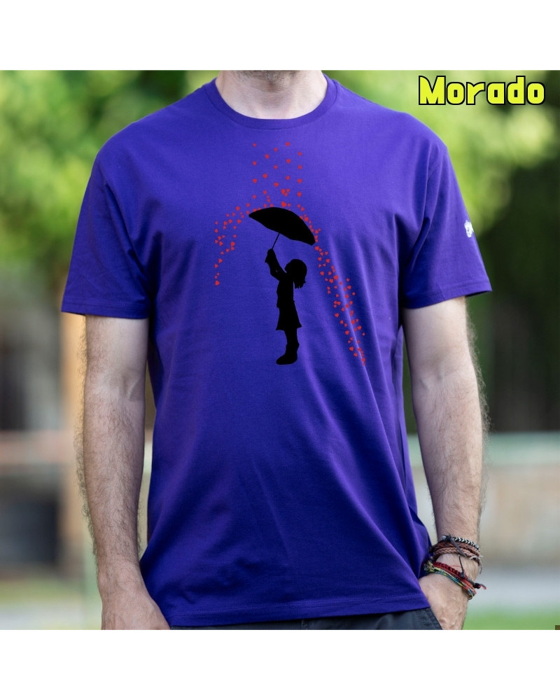 Camiseta Hombre Manga Corta - Lluvia De Corazones