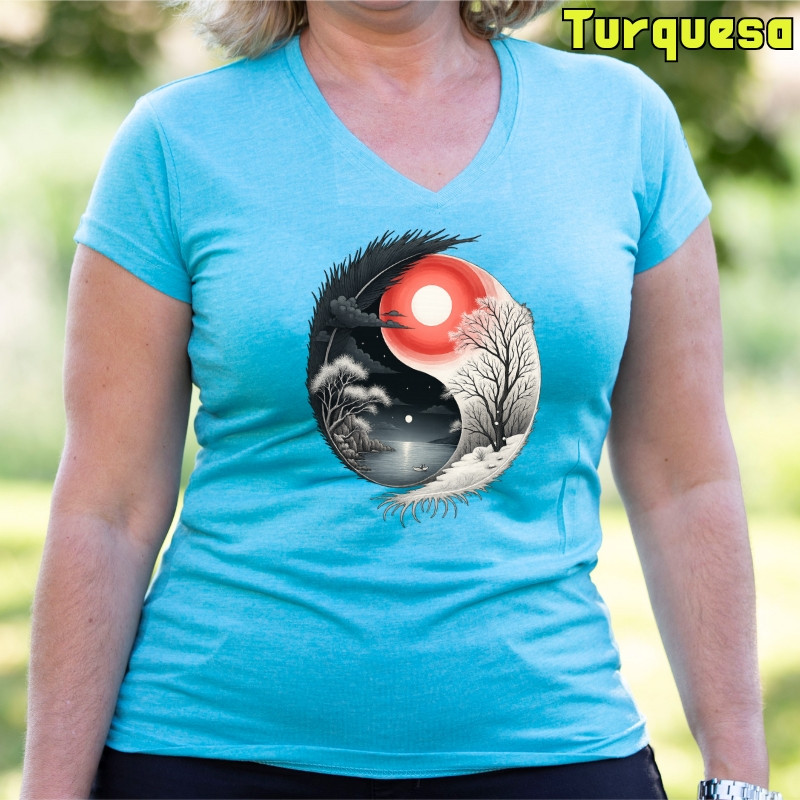 Ying Yang - Camiseta Mujer Manga Corta