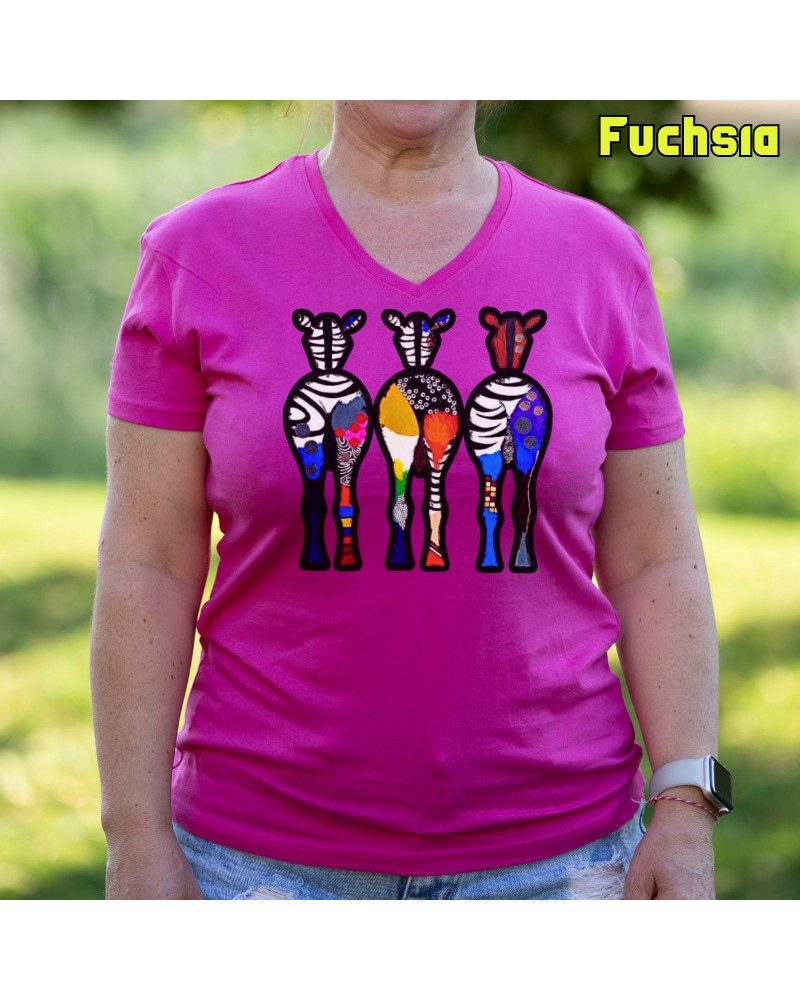 Three Colorful Zebras - Camiseta Mujer Manga Corta