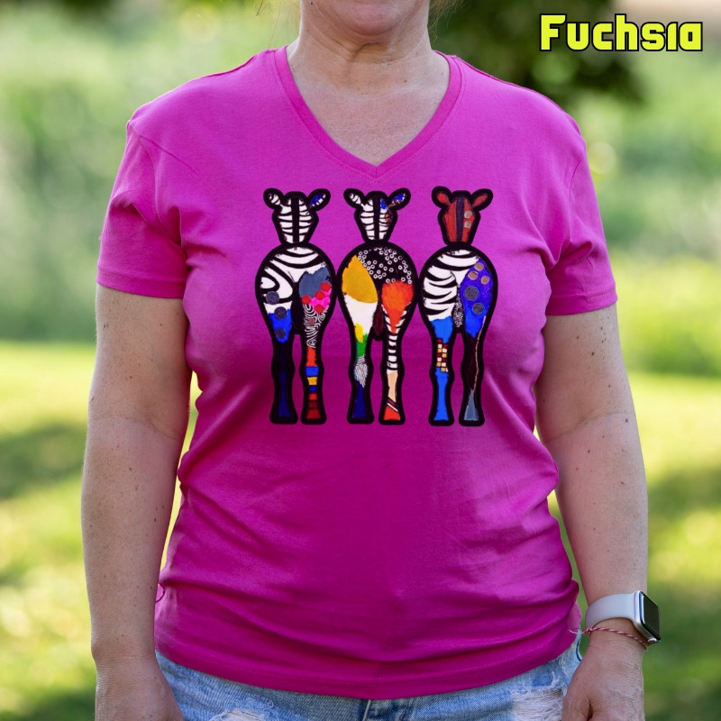 Three Colorful Zebras - Camiseta Mujer Manga Corta