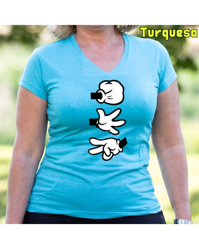 Piedra Papel Tijera - Camiseta Mujer Manga Corta