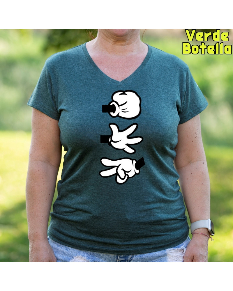 Piedra Papel Tijera - Camiseta Mujer Manga Corta