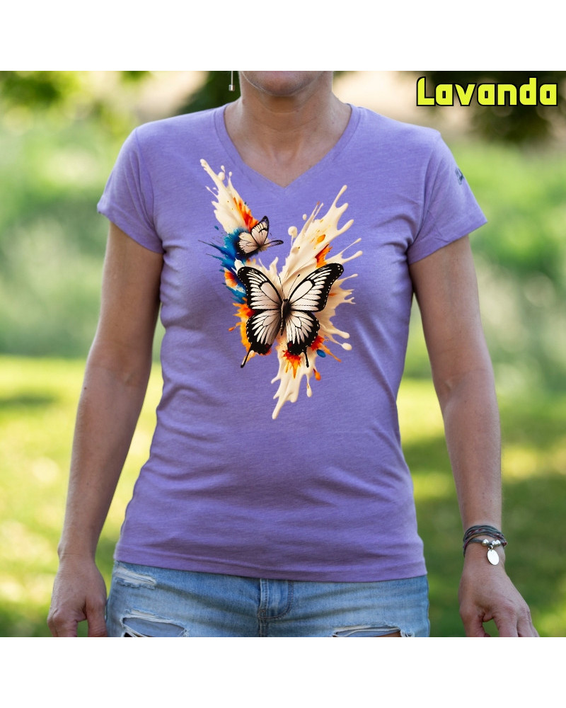 Mariposas - Camiseta Mujer Manga Corta